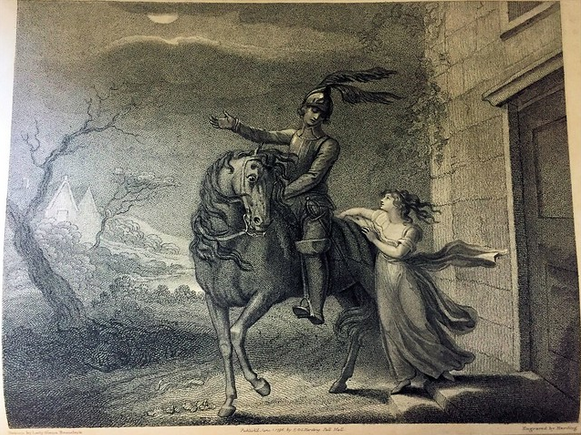 Illustration from Leonora (London, 1796) by Diana Beauclerk, engraved by Francesco Bartolozzi. ZSR Library Special Collections copy.